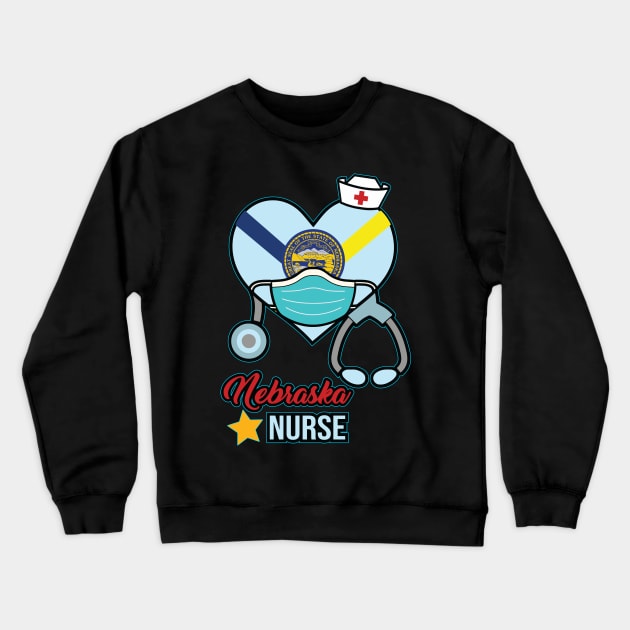 Nebraska Nurse  - Love RN LPN CNA State Nursing Gift Crewneck Sweatshirt by ScottsRed